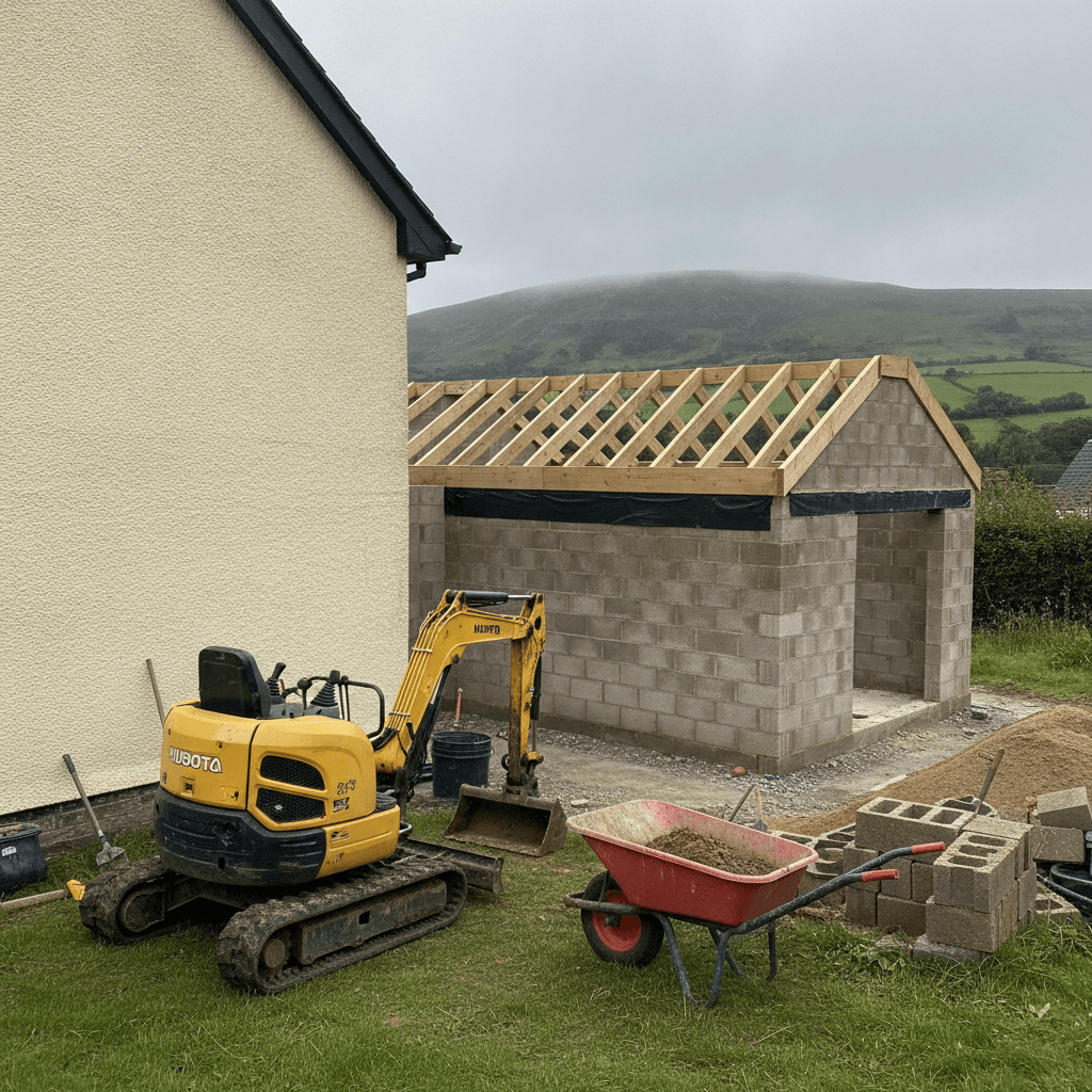 A West Wales home exterior with garden and driveway